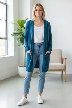 NEIMAN MARCUS Cashmere Cardigan Size S Lovely Blue Pockets Sweater